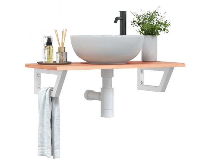 Sonata H Стенен рафт за мивка, стомана и масивно дърво дъб