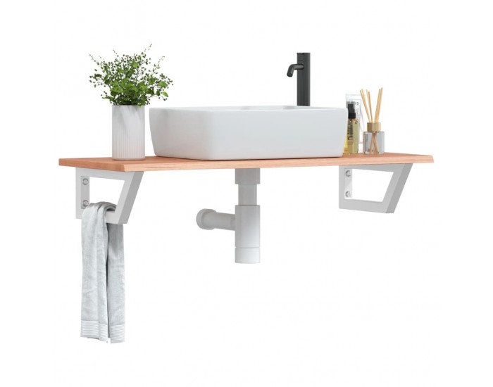 Sonata H Стенен рафт за мивка, стомана и масивно дърво дъб