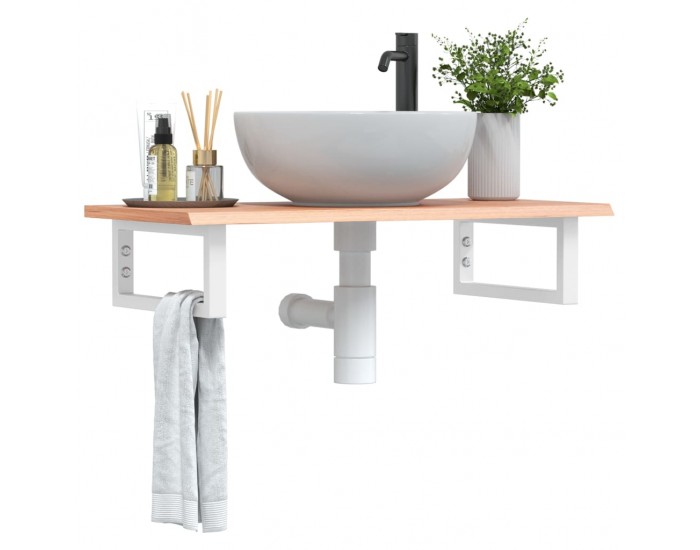 Sonata H Стенен рафт за мивка, стомана и масивно дърво дъб