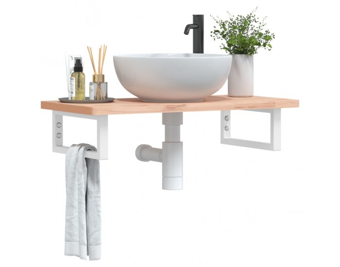 Sonata H Стенен рафт за мивка, стомана и масивно дърво бук