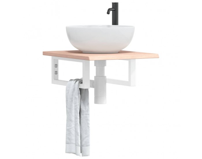 Sonata H Стенен рафт за мивка, стомана и масивно дърво дъб