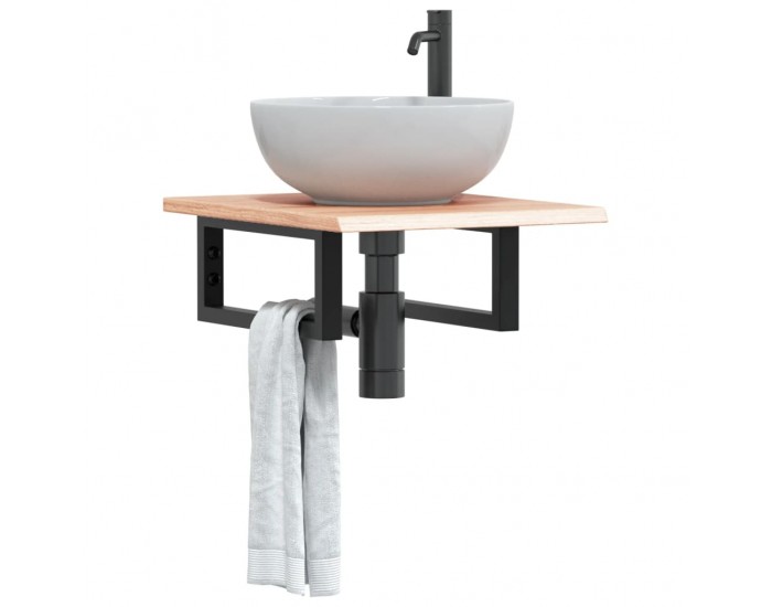 Sonata H Стенен рафт за мивка, стомана и масивно дърво дъб