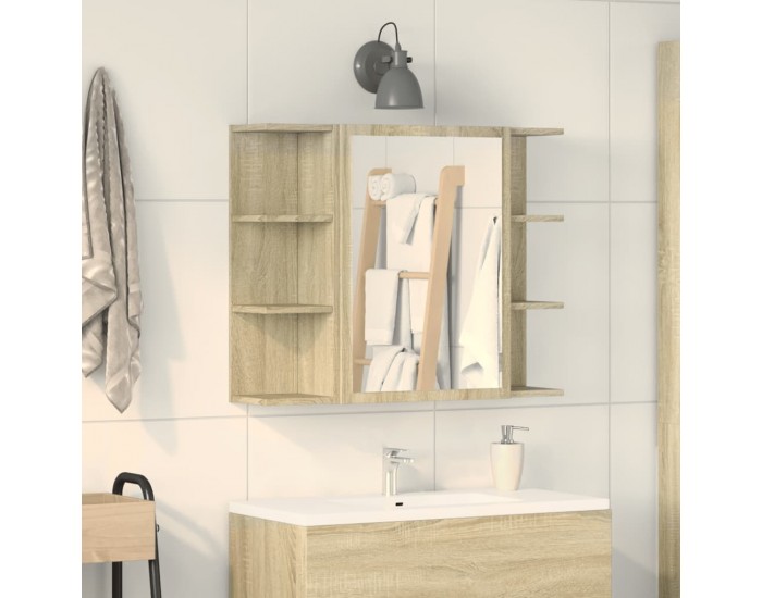 Sonata H Шкаф за баня огледало дъб сонома 80x20,5x64 см инженерно дърво