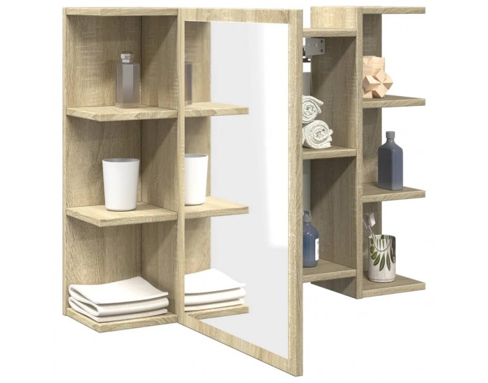 Sonata H Шкаф за баня огледало дъб сонома 80x20,5x64 см инженерно дърво