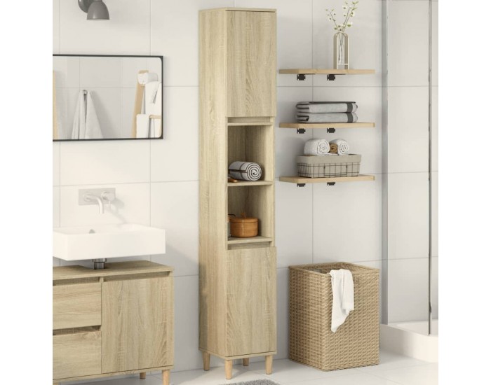 Sonata H Шкаф за баня, сонома дъб, 30x30x190 см, инженерно дърво