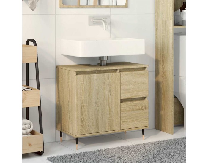 Sonata H Шкаф за мивка за баня, сонома дъб, 65x33x60 см, инженерно дърво