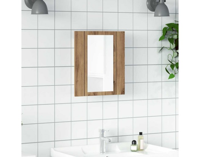 Sonata H LED шкаф за баня с огледало, дъб артизан, 40x12x45 см