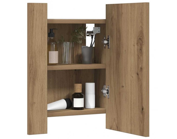 Sonata H LED шкаф за баня с огледало, дъб артизан, 40x12x45 см