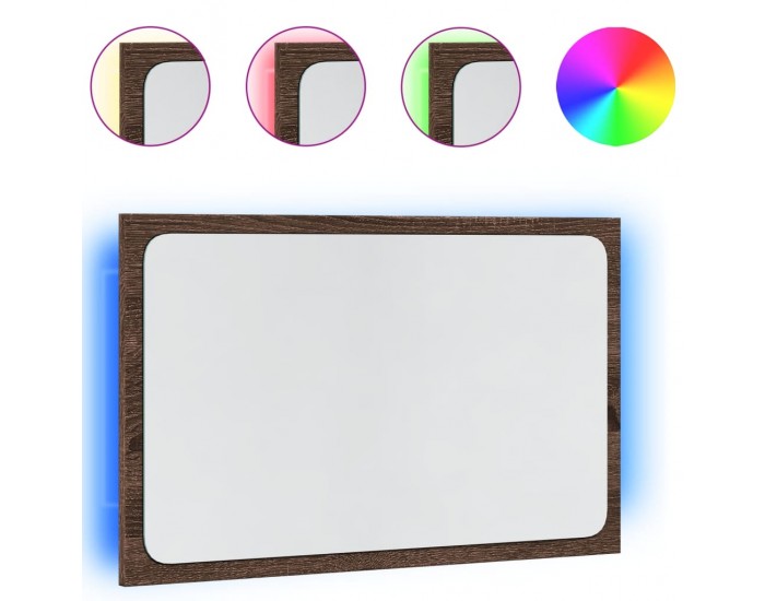 Sonata H LED огледало за баня, кафяв дъб, 60x8,5x38 см, инженерно дърво