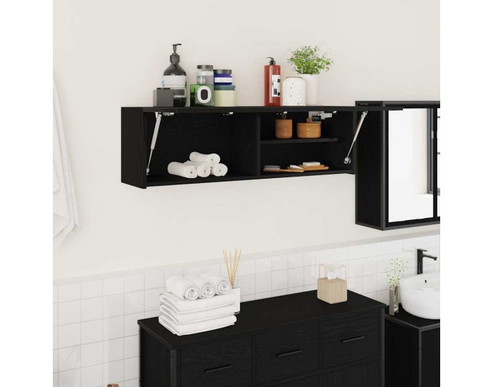 Sonata H Стенен шкаф за баня, черни, 100x25x30 см, инженерно дърво
