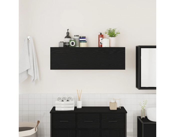Sonata H Стенен шкаф за баня, черни, 100x25x30 см, инженерно дърво