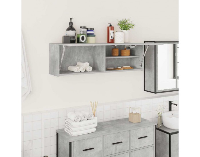 Sonata H Стенен шкаф за баня, бетонно сив, 100x25x30 см, инженерно дърво