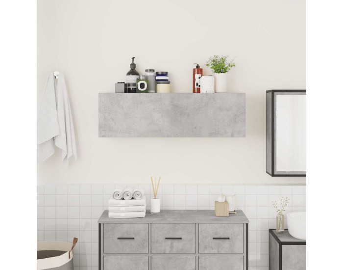 Sonata H Стенен шкаф за баня, бетонно сив, 100x25x30 см, инженерно дърво