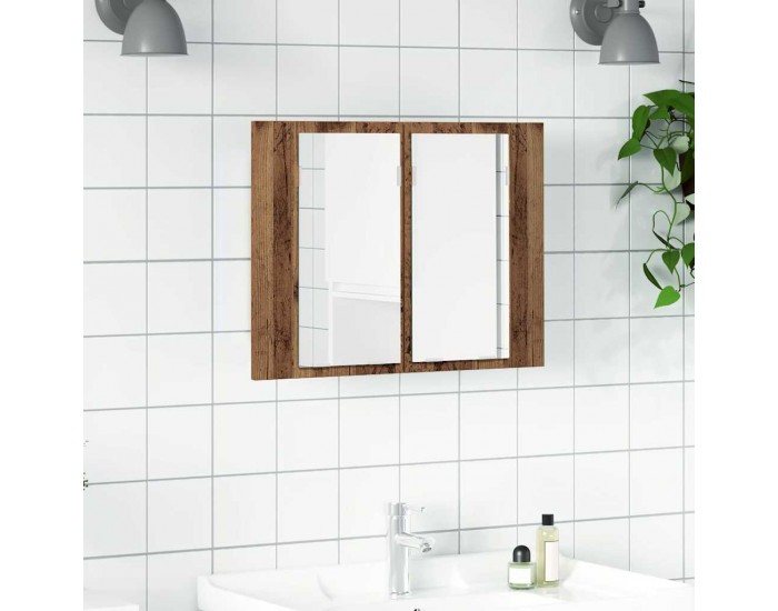 Sonata H LED огледален шкаф, старо дърво, 60x12x45 см, инженерно дърво