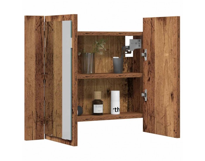 Sonata H LED огледален шкаф, старо дърво, 60x12x45 см, инженерно дърво