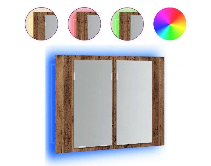 Sonata H LED огледален шкаф, старо дърво, 60x12x45 см, инженерно дърво