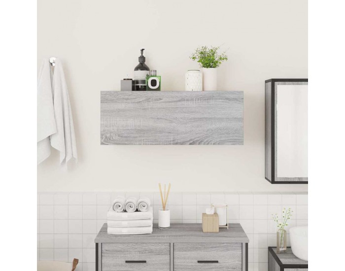 Sonata H Стенен шкаф за баня, сив сонома, 80x25x30 см, инженерно дърво