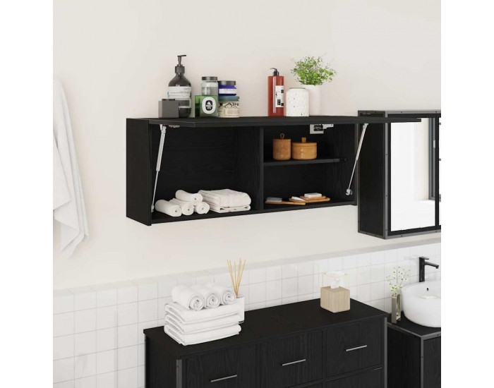 Sonata H Стенен шкаф за баня, черни, 100x25x40 см, инженерно дърво