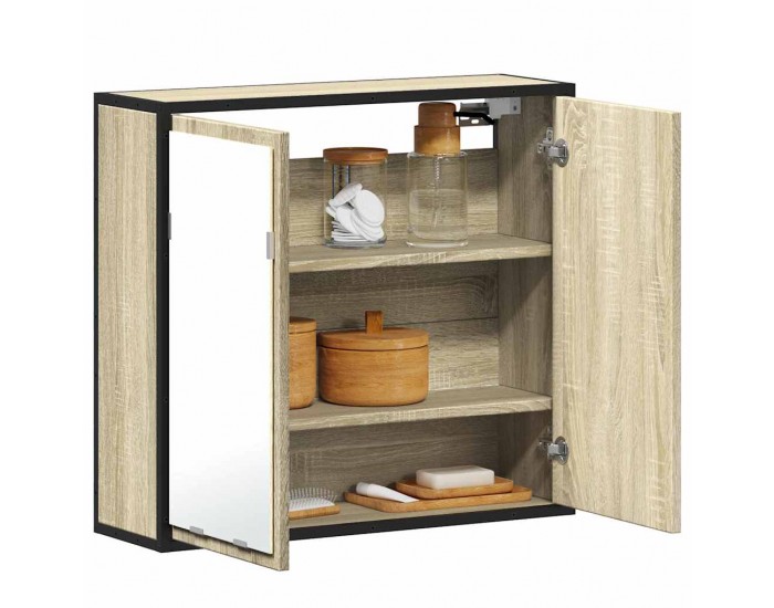 Sonata H Шкаф за баня с огледало, дъб сонома, 65x20x60 см, инженерно дърво