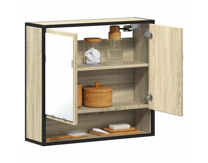 Sonata H Шкаф за баня с огледало, дъб сонома, 65x20x60 см, инженерно дърво