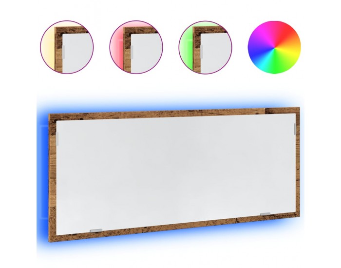 Sonata H LED огледало за баня от старо дърво 100x8,5x37 cm