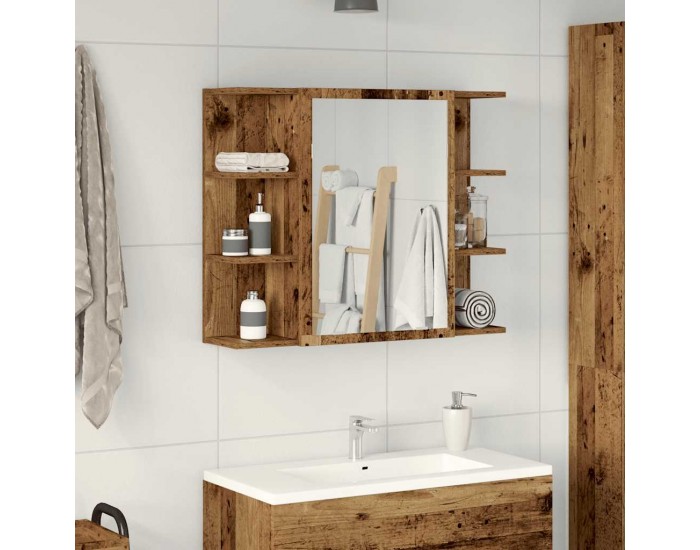 Sonata H Огледален шкаф за баня от старо дърво 80x20,5x64 cm