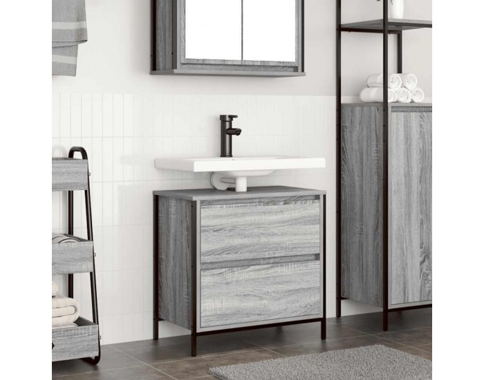 Sonata H Шкаф за баня с чекмеджета сив сонома 60x34,5x60 cm