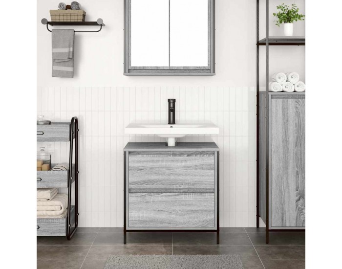 Sonata H Шкаф за баня с чекмеджета сив сонома 60x34,5x60 cm