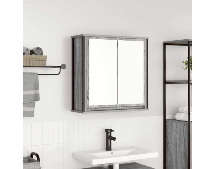 Sonata H Стенен шкаф за баня с огледало сив сонома 60x21x60 cm