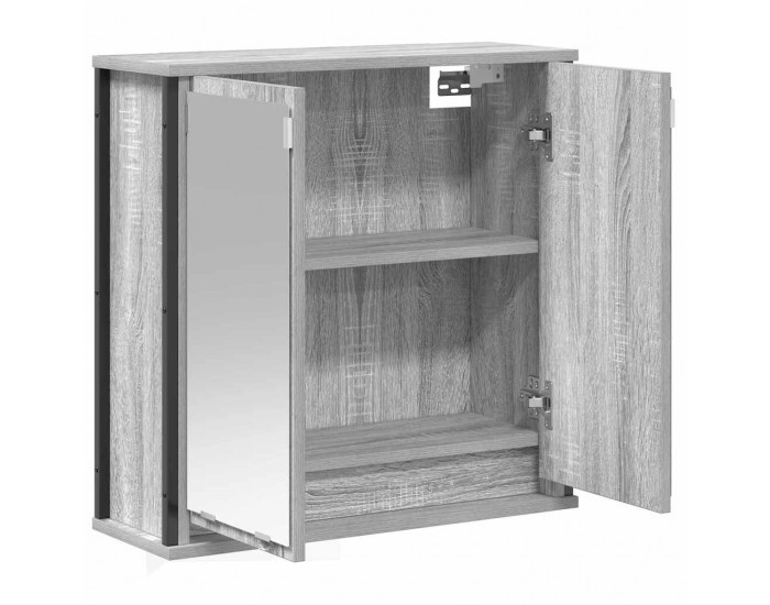 Sonata H Стенен шкаф за баня с огледало сив сонома 60x21x60 cm