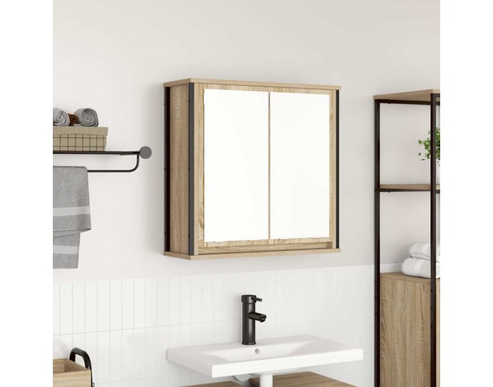 Sonata H Стенен шкаф за баня с огледало дъб сонома 60x21x60 cm