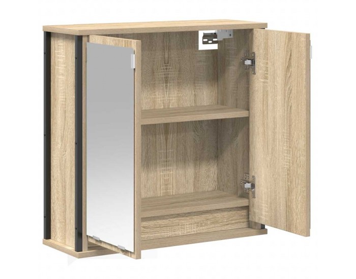 Sonata H Стенен шкаф за баня с огледало дъб сонома 60x21x60 cm