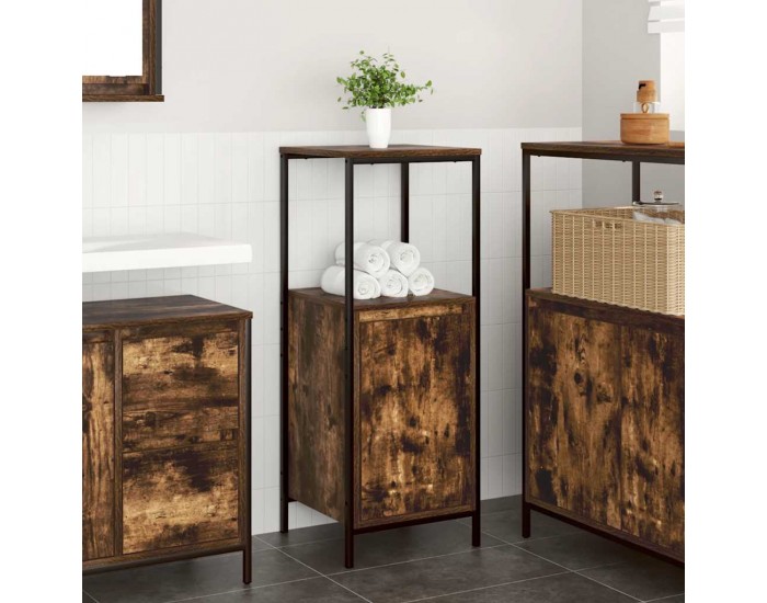 Sonata H Шкаф за баня с рафтове опушен дъб 36x35x95 cm