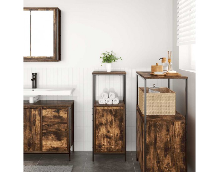 Sonata H Шкаф за баня с рафтове опушен дъб 36x35x95 cm