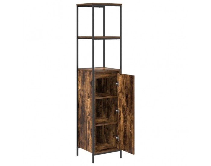 Sonata H Шкаф за баня с рафтове Опушен дъб 36x35x165 cm