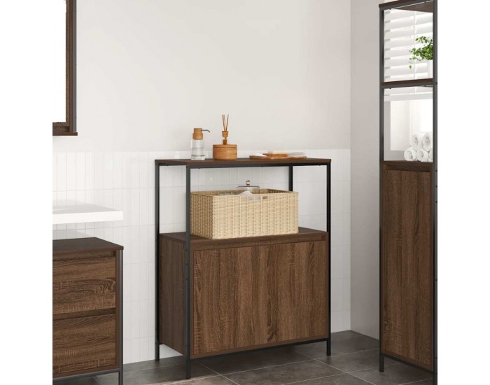 Sonata H Шкаф за баня с рафтове кафяв дъб 76,5x35x95 cm