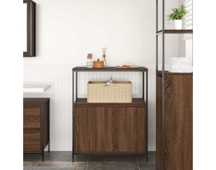 Sonata H Шкаф за баня с рафтове кафяв дъб 76,5x35x95 cm