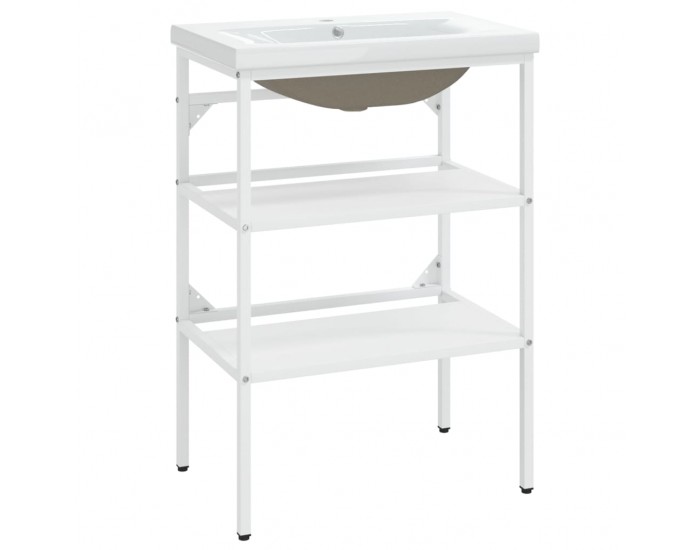 Sonata H Рамка за мивка за баня с вграден умивалник, бяла, желязна