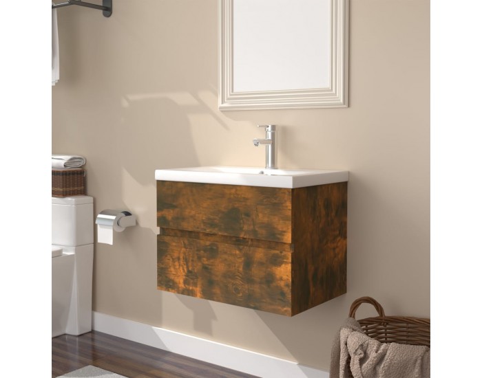 Sonata H Шкаф за мивка с вградена мивка, опушен дъб, инженерно дърво