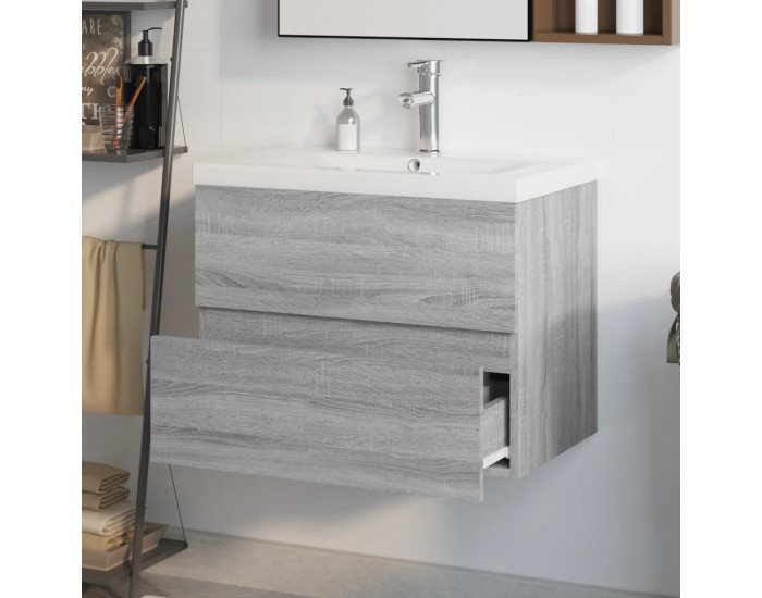 Sonata H Шкаф за мивка с вградена мивка, сив сонома, инженерно дърво