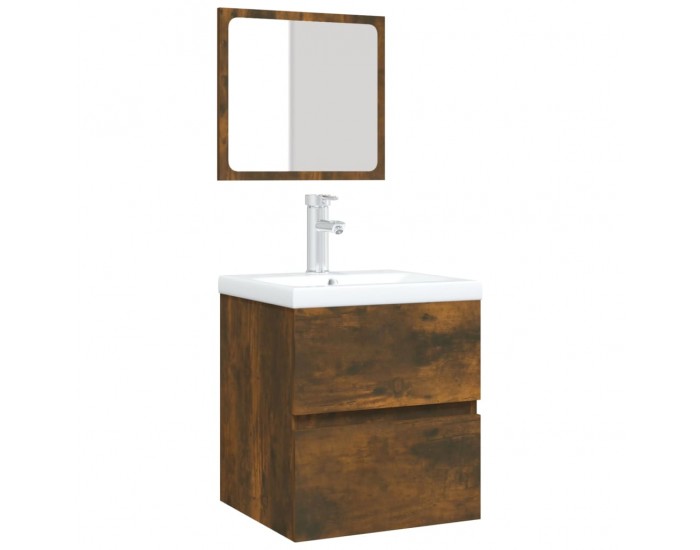 Sonata H Шкаф за баня с мивка и огледало, опушен дъб