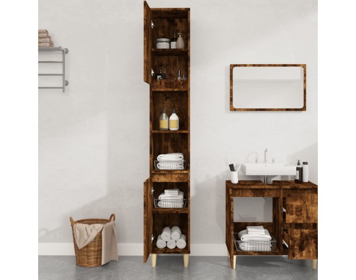 Sonata H Шкаф за баня, опушен дъб, 30x30x190 см, инженерно дърво