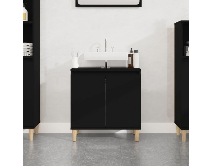 Sonata H Шкаф за мивка, черен, 58x33x60 см, инженерно дърво