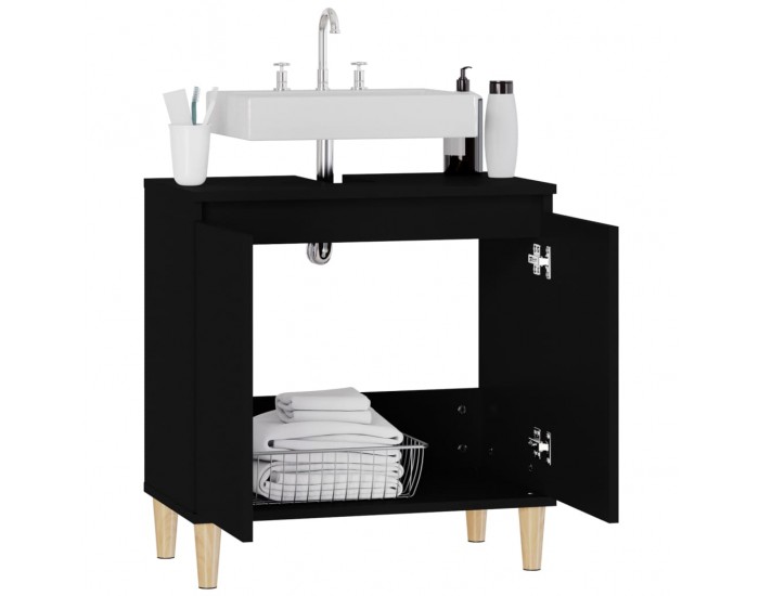 Sonata H Шкаф за мивка, черен, 58x33x60 см, инженерно дърво