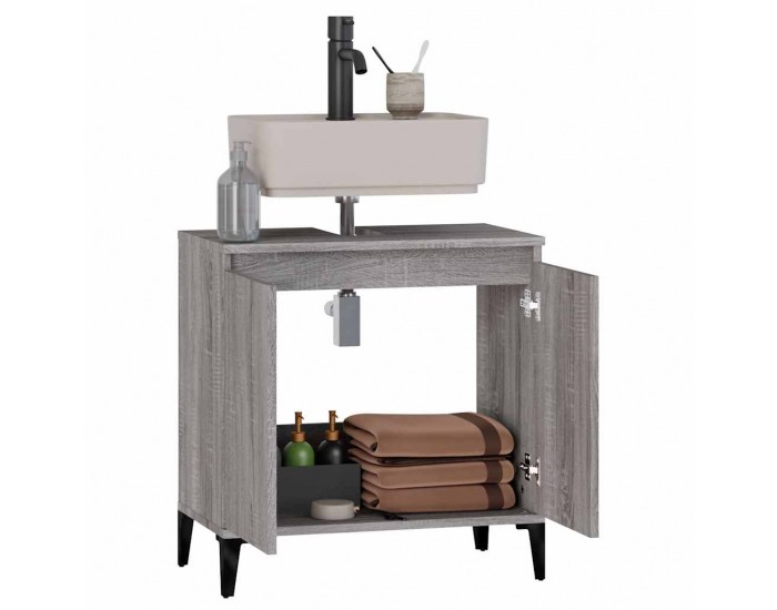 Sonata H Шкаф за мивка, сив сонома, 58x33x60 см, инженерно дърво