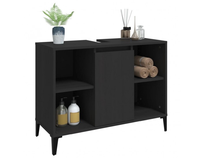 Sonata H Шкаф за мивка, черен, 80x33x60 см, инженерно дърво