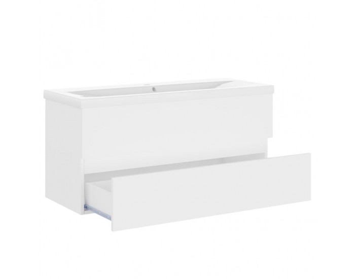 Sonata H Шкаф за мивка с вградено корито, бял, инженерно дърво