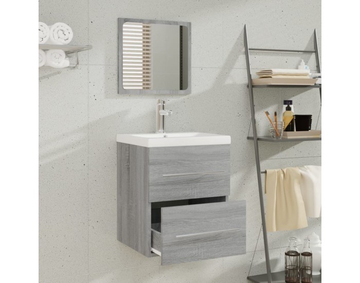 Sonata H Шкаф за мивка с вградена мивка, сив сонома, инженерно дърво