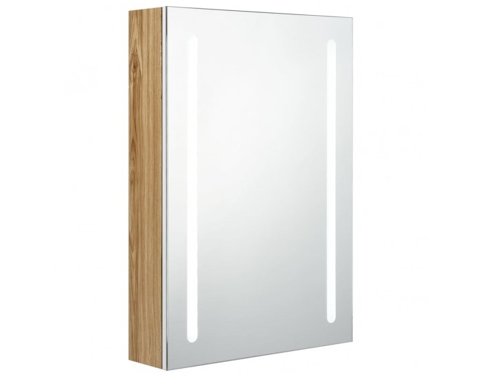 Sonata H LED шкаф с огледало за баня, бяло и цвят дъб, 50x13x70 см