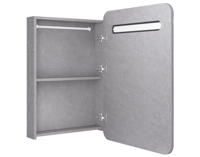 Sonata H LED шкаф с огледало за баня, бетонно сив, 60x11x80 см